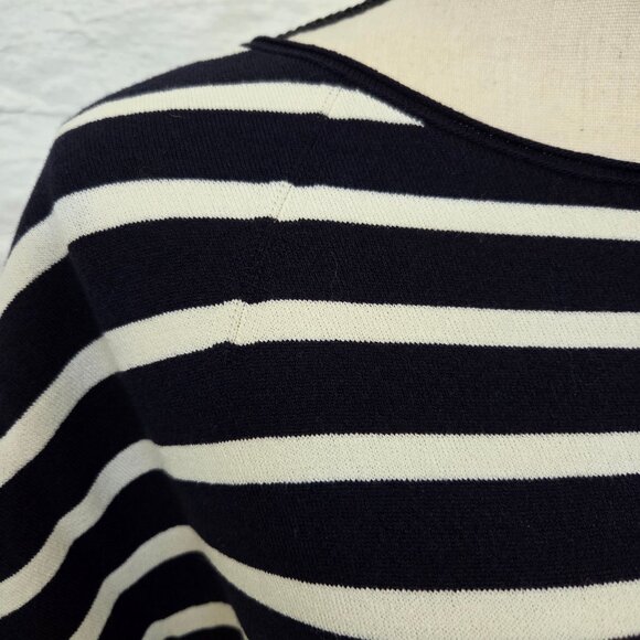 LOFT Top Womens Small Blue White Navy Stripe Cap Sleeve Sweater Shirt Blouse - Picture 4 of 11